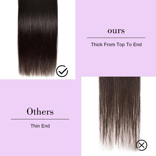 fphko 12A Human Hair Bundles Straight 4 Bundles 100% Unprocessed Brazilian Virgin Hair Double Weft Bundles Deals Human Hair Straight Human Hair Extensions Natural Color (4 Bundles, 22222222)