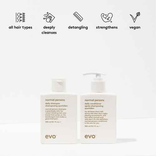 Evo Normal Persons Daily Care Shampoo & Conditioner - Refreshes & Balances Scalp, Reduces Frizz, Reinvigorates Scalp and Hair - 300ml / 10.1 Fl Oz