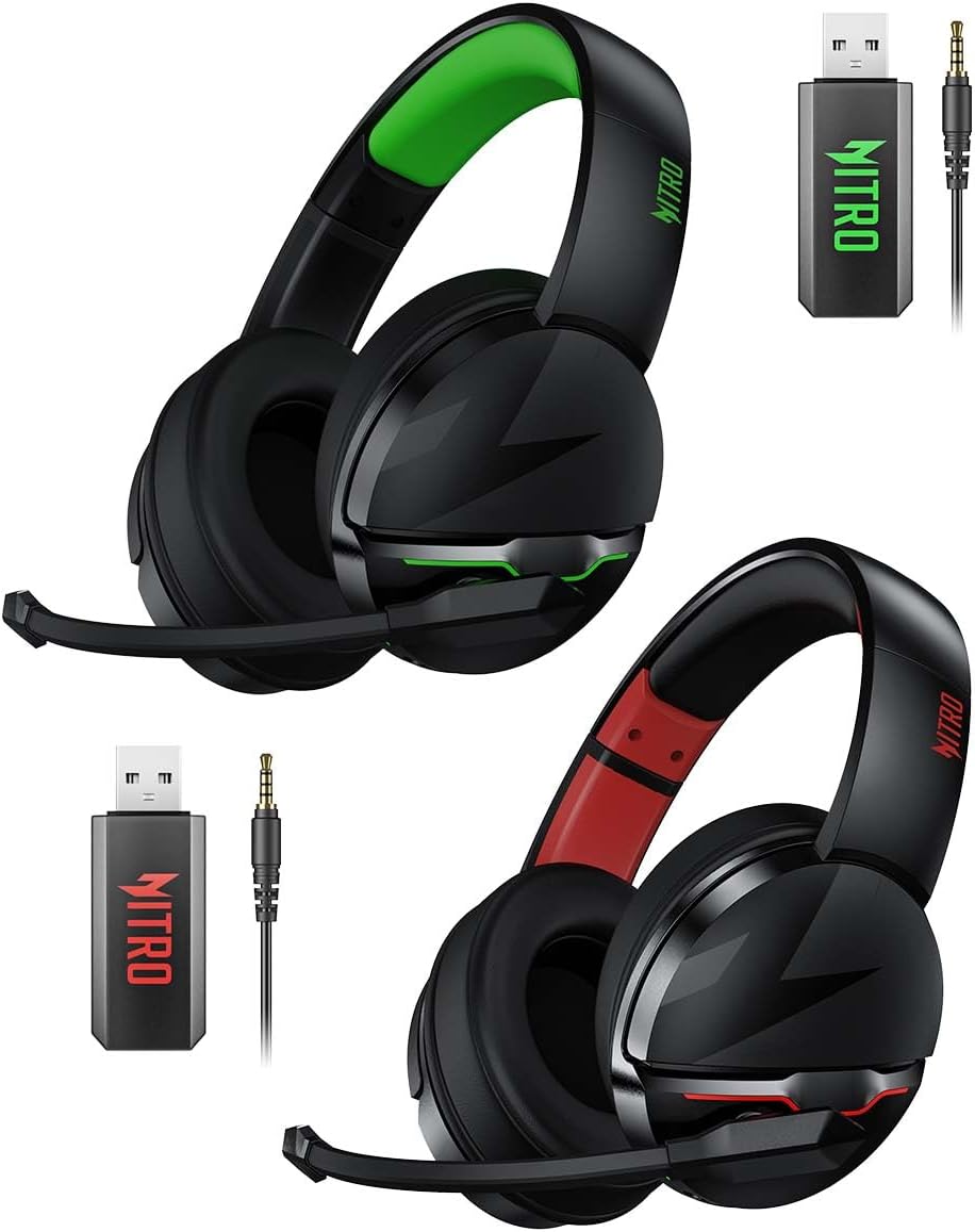 acer 2.4GHz Flex Wireless Gaming Headset | Red+Green | Non-Stop 100H Battery | Dynamic 50mm Drivers | Clear Voice Mic | Bluetooth5.3, 3.5mm | Gaming Headphones for PC, Meeting, Music, PS4 Headset