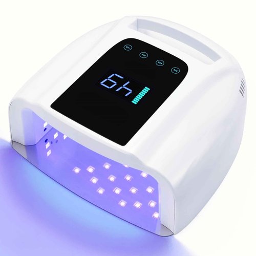 UV LED Nail Lamp 96W, Rechargeable UV Light for Gel Nails with Metal Base, Auto Sensor and 4 Timer Settings, Salon Quality UV Nail Light(White)