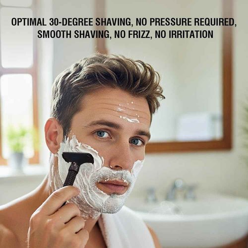 Full Brass Adjustable Safety Razor for Men | Butterfly Open & Long Handle | with 10 German Solingen Blades