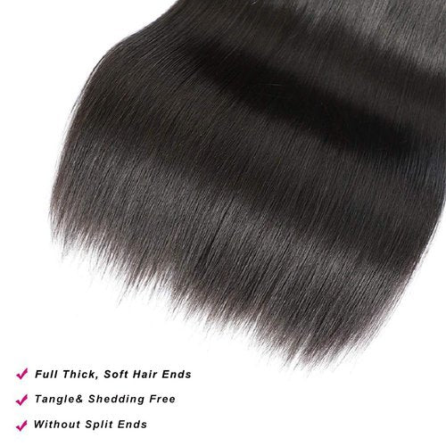 JTMMP Straight Human Brazilian Virgin Hair - 18/20/22 inch, 3 Bundles (100g each, 300g total)