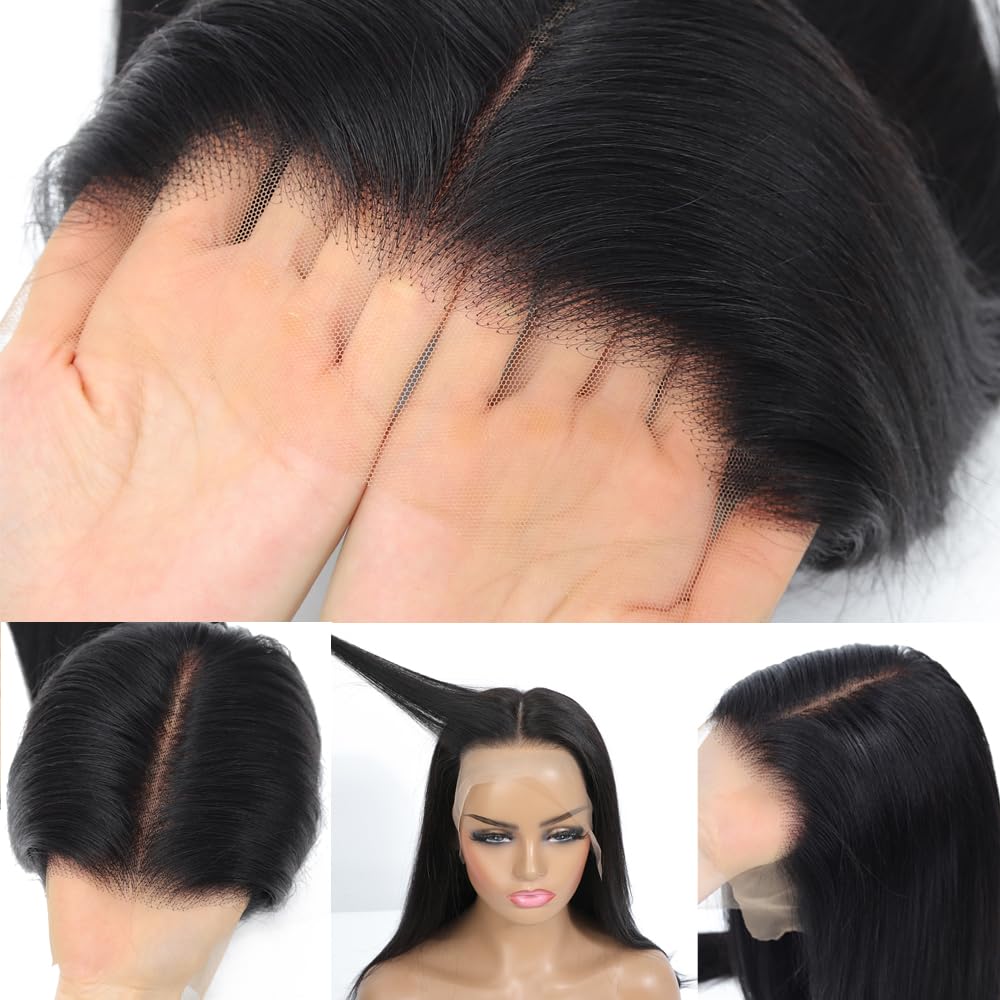 13x6 Lace Front Wigs Human Hair 250% Density Straight HD Transparent Lace Front Human Hair Wigs for Women 13x6 Straight Wigs Brazilian Wigs Human Hair Natural Color(straight wigs, 24 Inch)