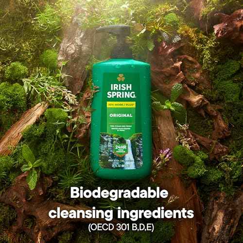 Irish Spring Original Moisturizing Body Wash for Men, 24-Hour Fresh, Face and Body Wash, Biodegradable Ingredients, Paraben Free, Cool Fresh Scent, 30 fl oz Pump Bottle
