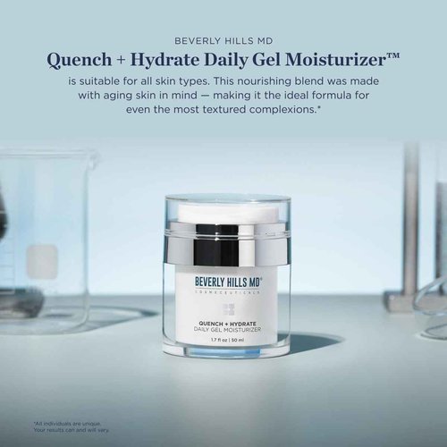 Beverly Hills MD Quench + Hydrate Daily Gel Moisturizer- Visibly Smooth, Plump, Hydrate Face & Neck for Wrinkles, Sagging- Skin Smoothing & Re-Energizing- Visibly Reduce Signs of Aging w/Niacinamide
