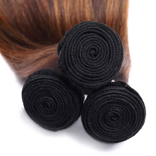 T1BP4/30 Highlight Human Hair Bundles Ombre Straight Bundles Dark Brown Mixed Light Brown 26 28 30 Inch Unprocessed Brazilian Virgin Human Hair for Black Women Hair Extension