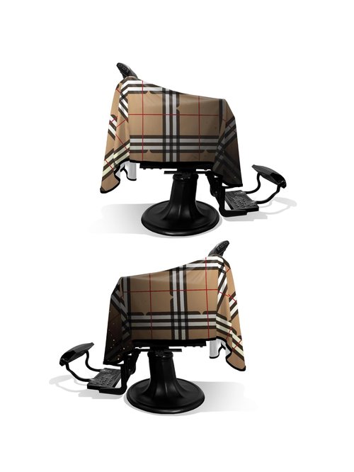 Illuzien Tan Plaid PRO Barber Cape, Water-Resistant, Elastic, Unisex, Adult, Hair Cut Cape, Barber Accessory