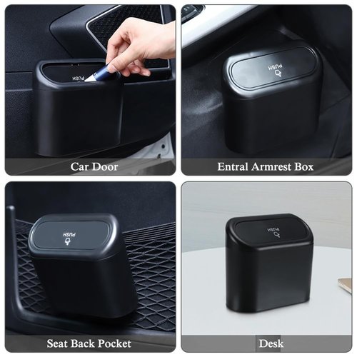 Accmor Car Trash Can with Lid, 2 Pack Leakproof Mini Vehicle Garbage Organizer Bin with 60 Pcs Trash Bag, Auto Dustbin Accessories for Car, SUV, Truck Interior