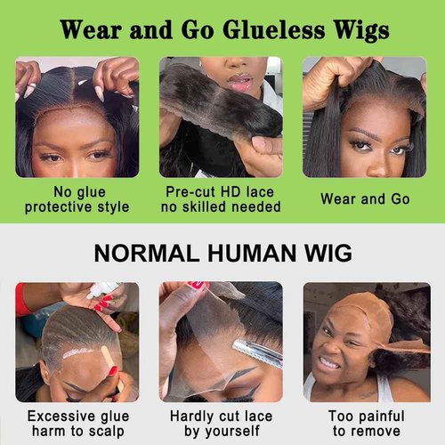 JIELIFA 28 Inch Glueless Wigs Human Hair Pre Plucked Pre Cut 180% Density Wear and Go Glueless Wig 13x4 HD Body Wave Lace Front Wigs Human Hair for Women Frontal Wig with Baby Hair