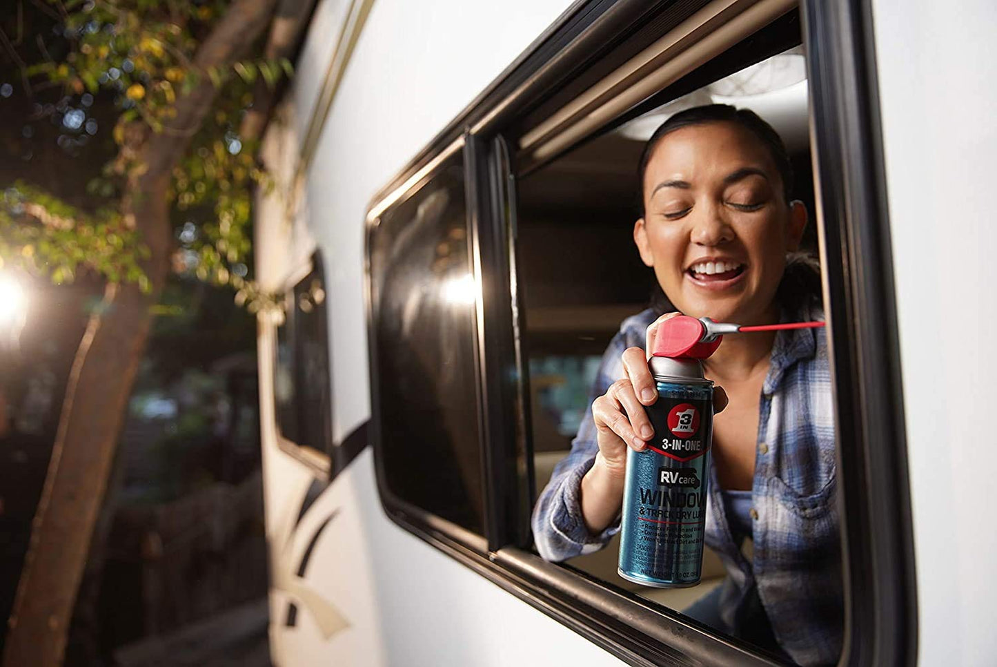 3-IN-ONE RVcare Window & Track Dry Lube with SMART STRAW SPRAYS 2 WAYS, 10 OZ [6-Pack]