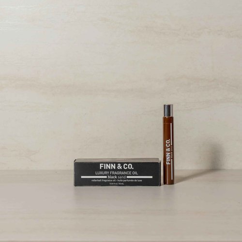 FINN & CO. Black Sand Rollerball Fragrance Oil - Long Lasting Unisex Scent with Beachy Notes - Compact & Spill Proof Rollerball Perfume - Travel Size Perfume for Women & Men | 0.34 oz