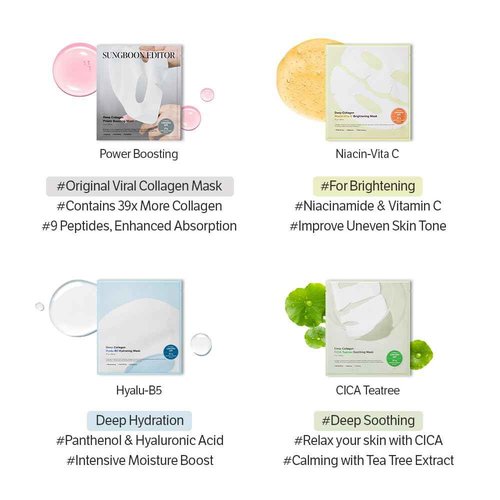 SUNGBOON EDITOR Deep Collagen Overnight mask 37gx17ea | Real Collagen 2,160,000PPB for Elasticity | TikTok Trend Items | Original Hydrating Collagen Face Mask | Korean Skin Care
