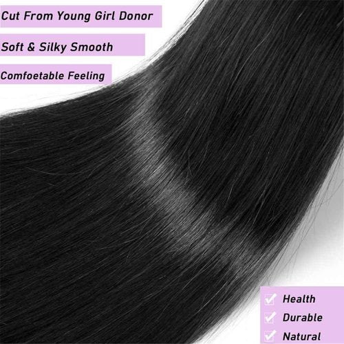 Beautymoon 12A Human Hair Bundles Straight 3 Bundles Human Hair 22 24 26 Inch 100% Unprocessed Brazilian Virgin Hair Straight Weave Bundles Double Strong Weft