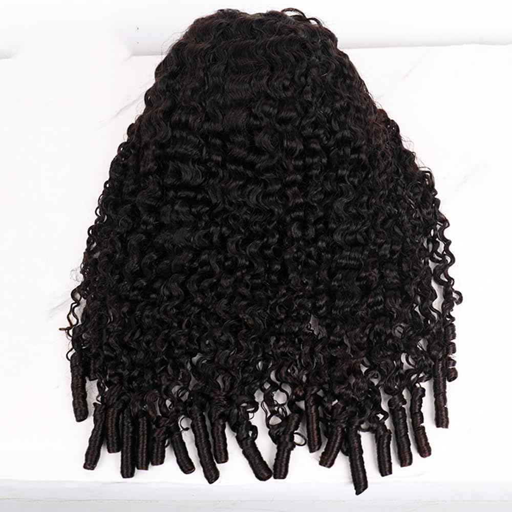 Half Wig Human Hair for Women 12 Inch Burmese Curly Glueless Clip-In Wigs 250% Density 3 IN 1 Half Wigs Flip Over Beginner Friendly Go Drawstring Wig No Glue No Sew Natural Color & Easy Install