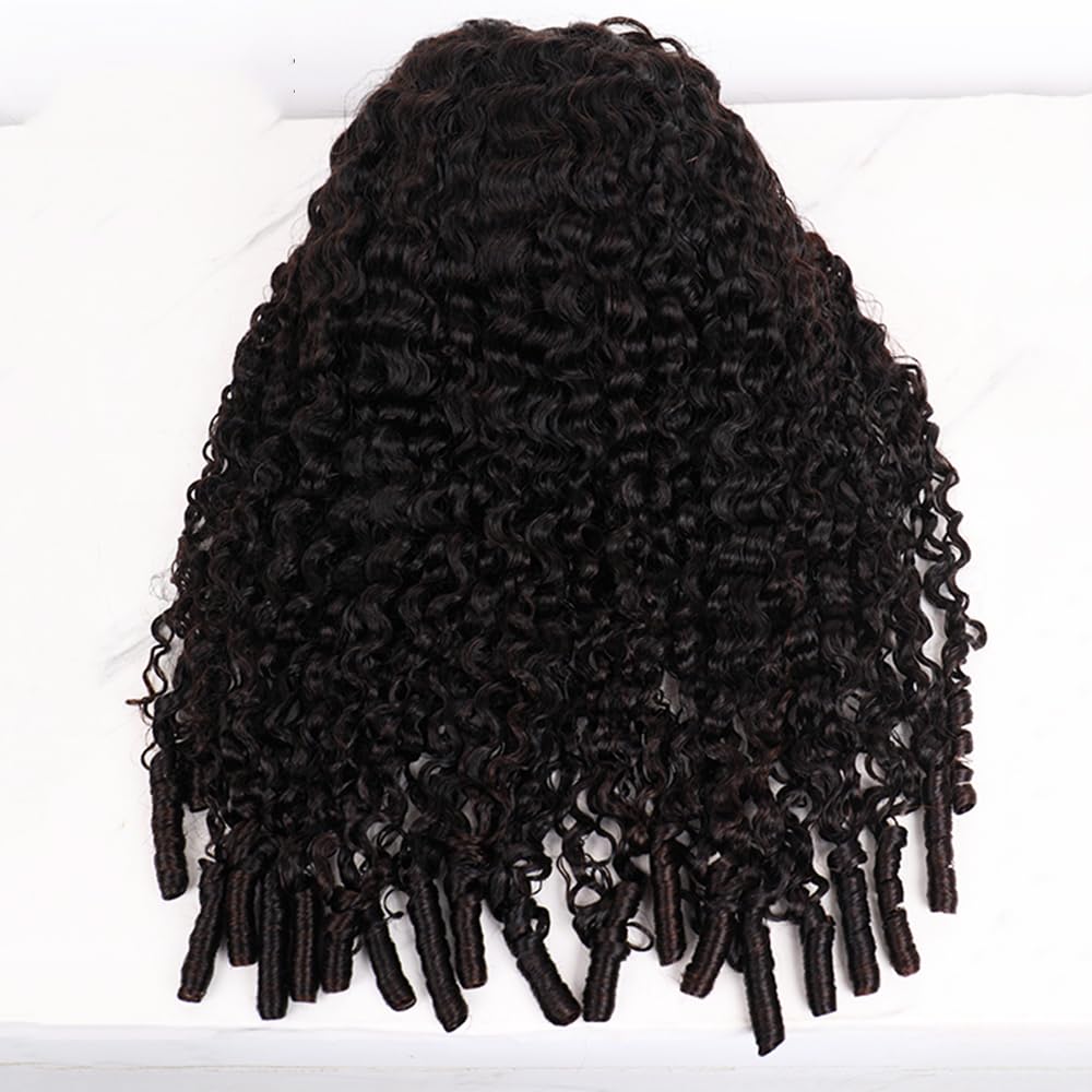Half Wig Human Hair for Women 14 Inch Burmese Curly Glueless Clip-In Wigs 250% Density 3 IN 1 Half Wigs Flip Over Beginner Friendly Go Drawstring Wig No Glue No Sew Natural Color & Easy Install
