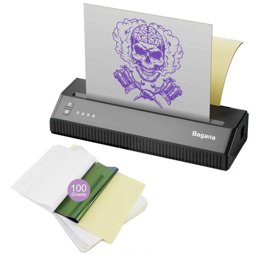 Bagana P8008 Tattoo Stencil Printer, Thermal Bluetooth Temporary Wireless Tattoo Printer Machine with 110pcs Tattoo Transfer Paper