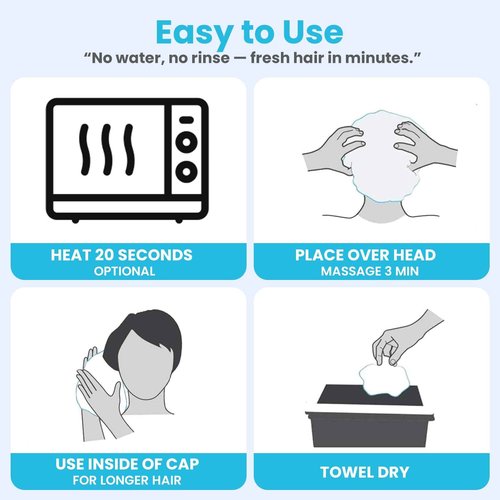Drench No Water Hair Washing Cap - Waterless Shower Caps with Shampoo and Conditioner - Disposable Rinse Free Wash Aids - Ideal for Elderly and Disabled - Pack of 24