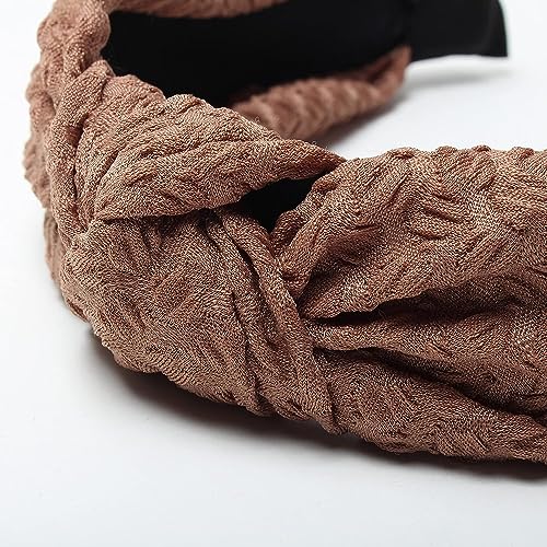 Knotted Headbands for Women, Non Slip Wide Head Band Fashion Head Bands Brown Headband Hair Accessories for Women Girl