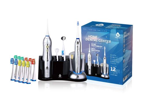 Pursonic S625 Rechargeable Sonic Toothbrush and Rechargeable Water Flosser with 12 Brush Heads