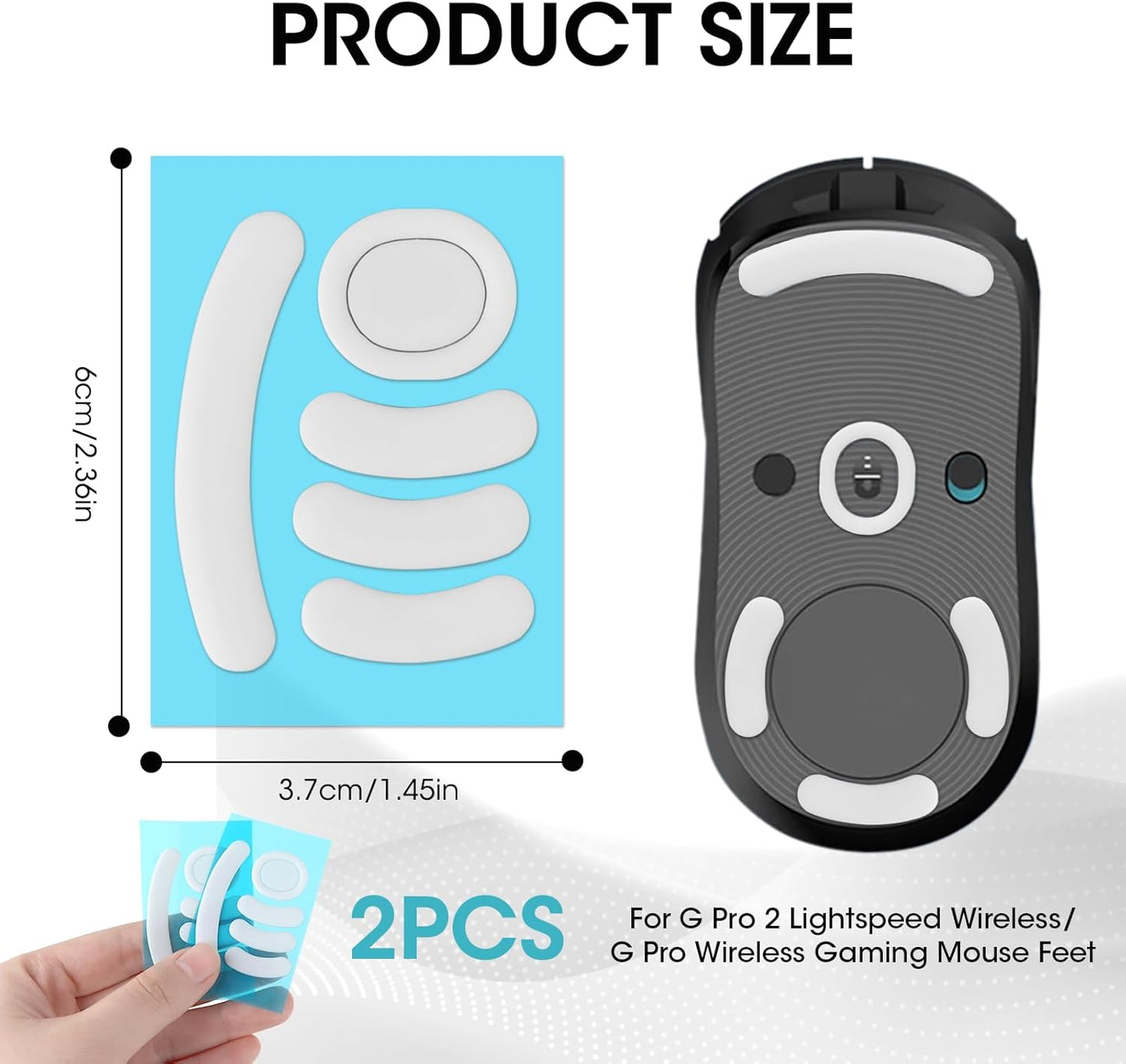 2 Pack Mouse Feet Sliding Stickers, Wear-Resistant Smooth Mice Glass Skates Pad (Glide Mice Skates, White PTFE) (6&7mm Universal Mouse Feet)