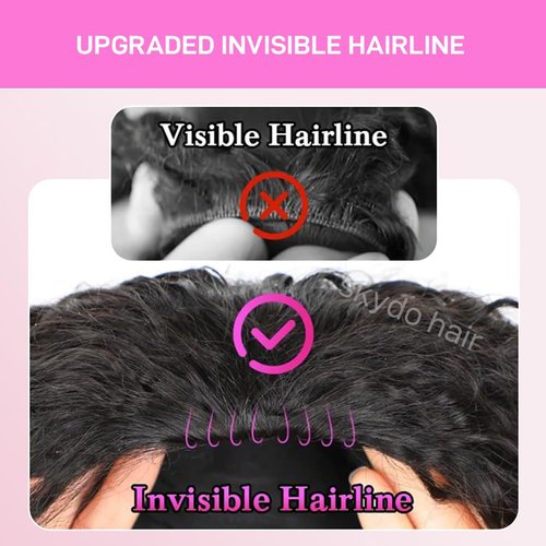 SKYDO Kinky Curly Half Wig Human Hair 250 Density 16inch Wear and Go Glueless Wigs Human Hair 3 in 1 Half Wigs for Women Drawstring Seamless Flip Headband Wig Beginner Friendly