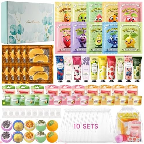 70-Piece Spa Party Kit for 10 People, Girls Spa Night Set & Spa Kit for Girls Ages 10-12 | Includes Bath Bomb, Face/Eye Mask, Lip Balm, Hand Cream, Towe, Gift Bag | Spa Day (Spa Set 10 people-70pcs)