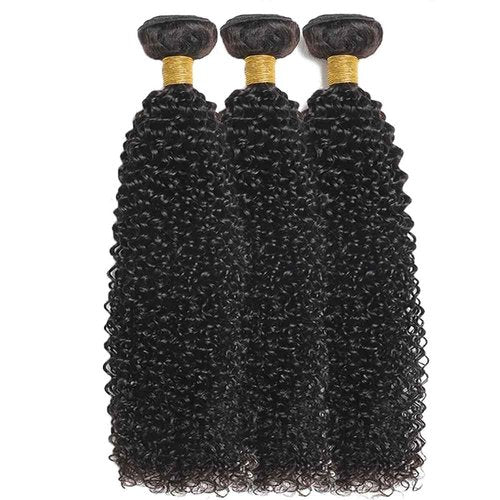 Wahairse Human Hair Bundles 1B Jerry Curly Bundles Natural Color Unprocessed Brazilian Virgin 3 Bundles Quick Weave Human Hair Extensions (1B# Jerry Curly, 22 24 26)