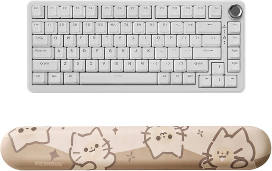 YUNZII B75 Mechanical Keyboard(White, Blue Grey Tactile Switch) Keyboard Wrist Rest(Cat)