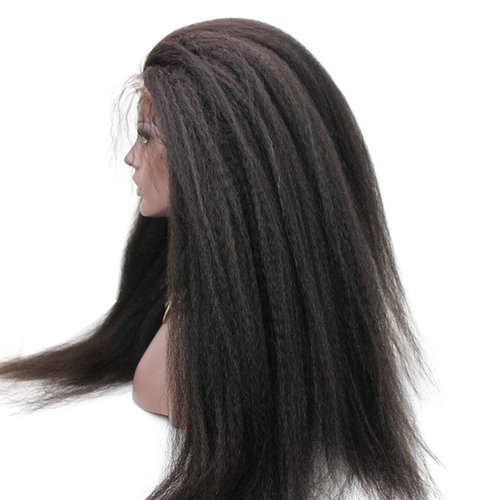 Dreambeauty 250% High Density Kinky Straight Lace Front Human Hair Wigs Brazilian Human Hair Lace Front Wig with Baby Hair for Women Natural Color (18 inch)