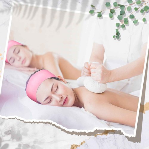 Juinte 300 Pieces Disposable Spa Facial Headbands Bulk Pink Stretch Non-woven Headband Soft Skin Care Hairband with Convenient Closure for Women Salons Esthetician Yoga Sport Supplies