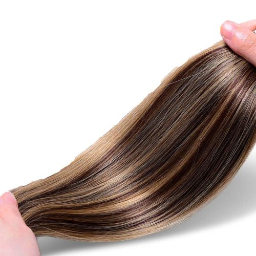 Habiliana Bundles Human Hair 16 18 20 Inch Straight Wave P4/27 Human Hair Bundles 11A Unprocessed Brazilian Virgin Quick Weave Hair Extensions for Black Women