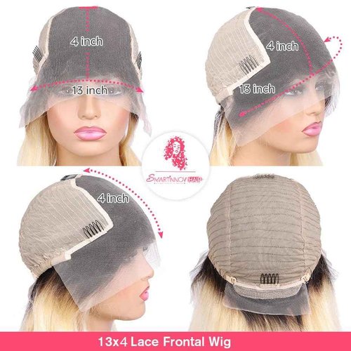 Ombre Blonde Lace Front Human Hair Wig 150% Density 1B613 for Women 13x4 HD Undetectable Melted Lace Frontal Wigs 20Inch Ombre Blonde with Dark Roots Straight Pre Plucked Bleached Knots Wigs