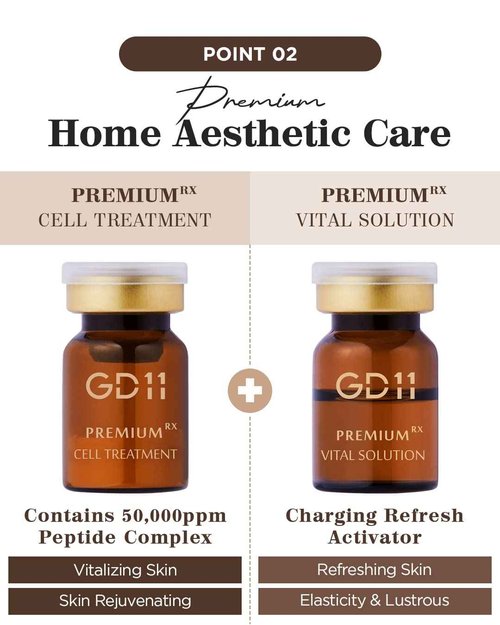 GD11 Premium Rx Cell Exosome Treatment | Premium Home Aesthetic Skin Care Set for Skin Regeneration Serum | Anti-Wrinkle and Anti-Aging Face Ampoule for Elasticity Care, 3 Pairs (0.1oz. + 0.2 fl.oz.)