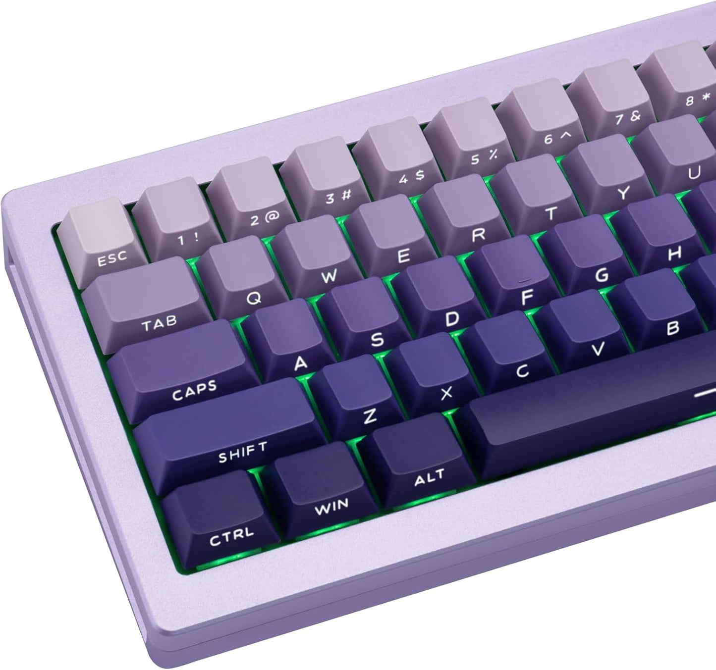 136 Keys Gradient Purple Cherry Profile Keycaps, PBT Double Shot Key caps, Side Print Shine Through Keycap, Backlit Custom Keycaps 60 Percent for ANSI/ISO Layout Cherry Mx Mechanical Keyboard