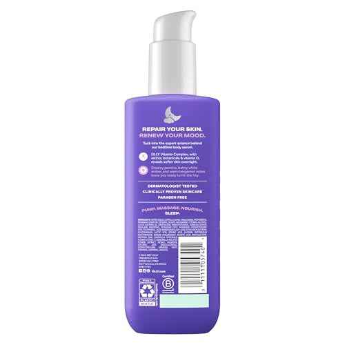 OLLY Renew Body Lotion-Serum with Vitamin D, Retinol & Botanicals ? Nourishing Cleanser for Skin Barrier Repair, Deep Hydration, Jasmine Bergamot Scent, 8oz