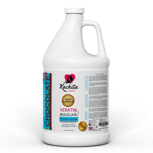 Kachita Spell New Brazilian Keratin Hair Treatment Chocolate LONG Lasting Keratin Treatment with Argan Oil Straightening Smoothing Professional Results All Hair Types Made in USA 128 floz - 1 Gal