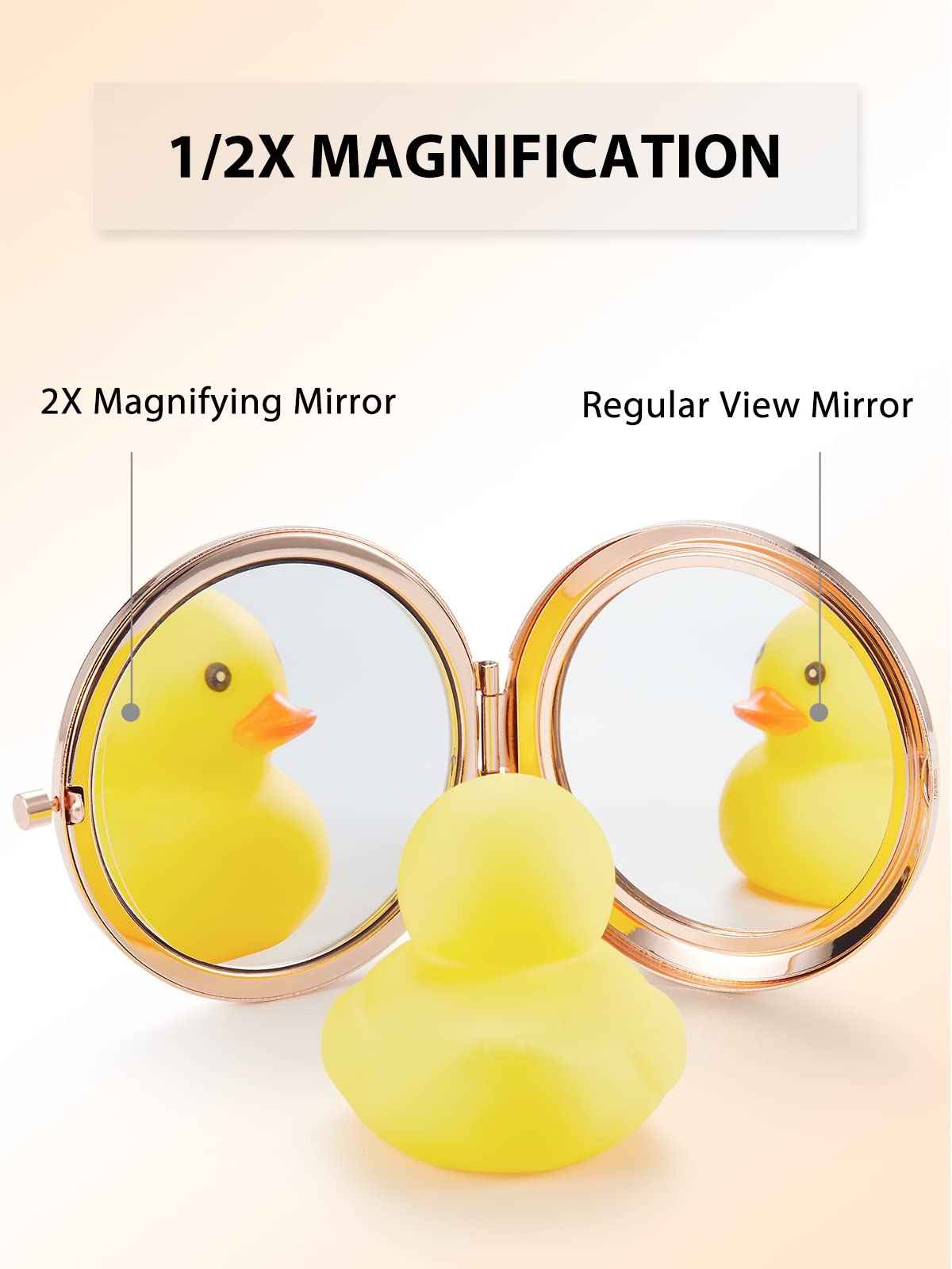 Getinbulk Compact Mirror for Purse, Set of 24 Double-Sided 1X/2X Magnifying Metal Pocket Makeup Mirrors(Round, Rose Gold)