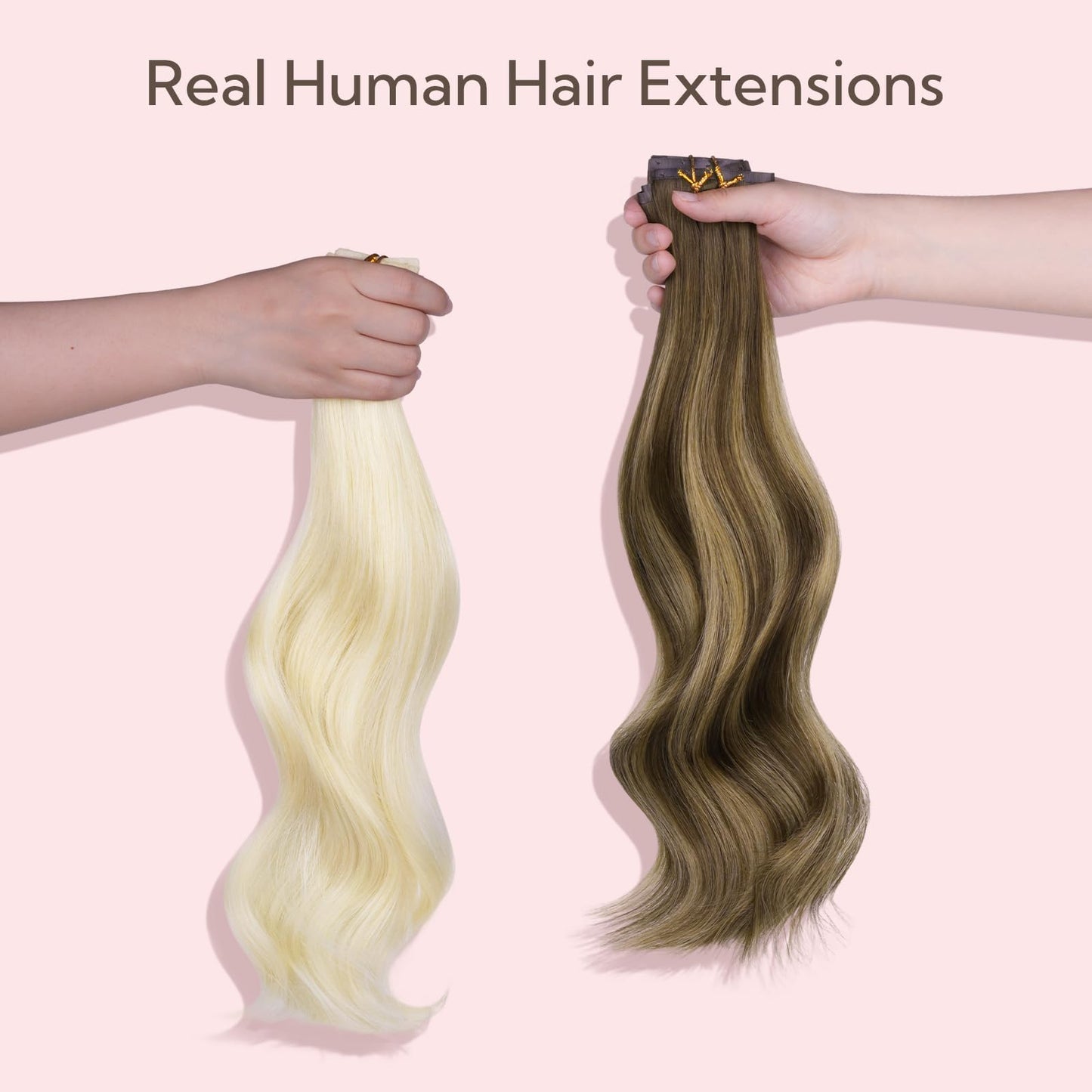HOTBANANA Seamless Clip in Hair Extensions, 18 Inch 110g 7pcs Ombre Natural Black Mixed Chestnut Brown Invisible PU Skin Weft Straight Remy Human Hair Extensions