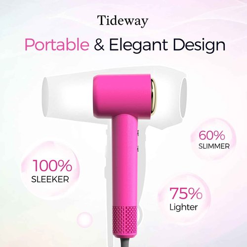 Tideway Hair Dryer, Blow Dryer with Diffuser High-Speed Plasma Ionic Low Noise for Fast Drying, Travel Hair Dryer for Women and Man, Curly/Wavy & Long/Thick Color-Treated Hair H11