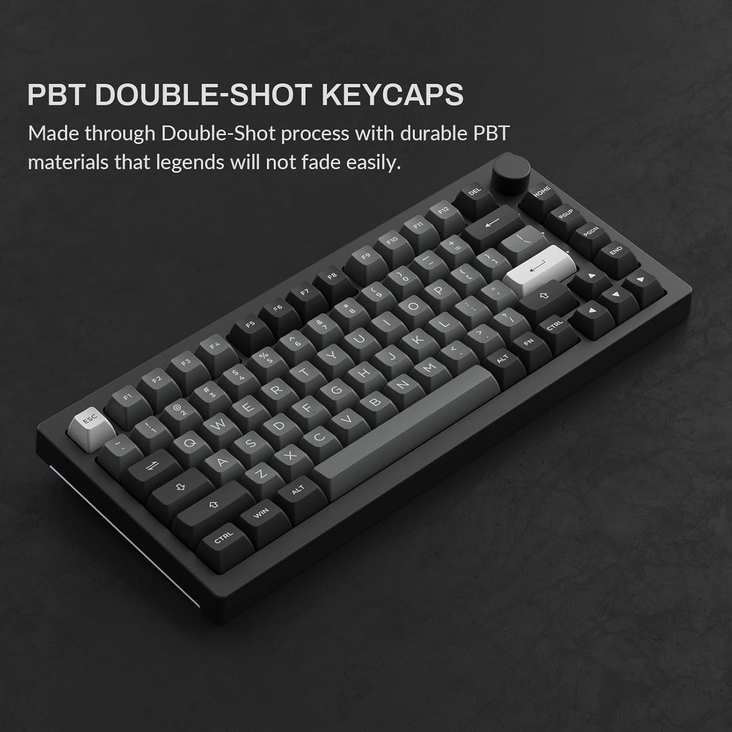 Akko 5075B Plus Mechanical Keyboard 75% Percent RGB Hot-swappable Creamy Keyboard with Knob, Black & Silver Theme with PBT Double Shot ASA Profile Keycaps V3 Creamy Yellow Pro Switch