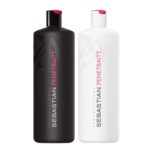 Sebastian Professional Penetraitt Strengthening and Repair Shampoo and Conditioner, For Deep Repair, Liter Set