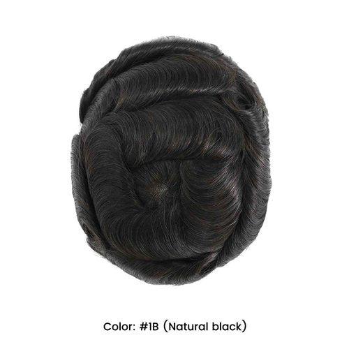 Tresshairca Men's Real Human Hair Toupee Natural Hairline Hair Replacement System for Men Breathable Fine Mono Base with Poly Perimeter Lace Front Edge Durable & Realistic Wig for Daily Wear (5"x7")