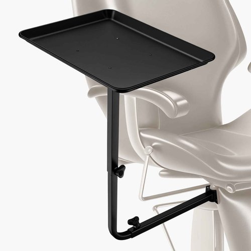 ZEYUEHUI Modern Salon Chair Tray, 360 Rotatable Metal, Black, Depth: 17.7 inches, Width: 28.3 inches, Height: 23.6 inches, Adjustable Height, Foldable Arm Rest, Hair Styling, Beauty Services