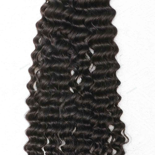RHEANNA Feather Crochet Human Hair With Tight Curly Ends Invisible Knots Deep Curly Crochet Human Hair Extensions Knotless Pre-Separated 22inch 60g