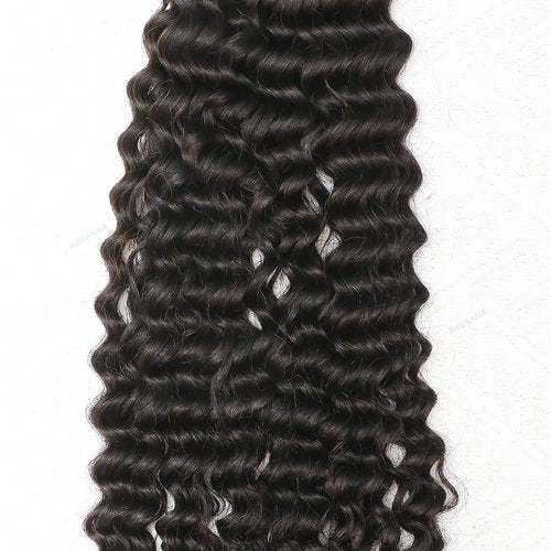 RHEANNA Feather Crochet Human Hair With Tight Curly Ends Invisible Knots Deep Curly Crochet Human Hair Extensions Knotless Pre-Separated 16inch 60g