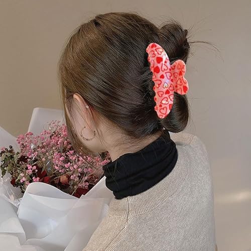 Heart Hair Claw Clips Red Heart Laser Design Hair Clips Holiday Hair Accessories Large No-Slips Hair Jaw Clips Hair Barrette for Hairstyling Women Wedding Party Hair Decoration