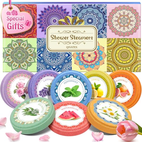 Shower Steamers Aromatherapy, Birthday Gifts for Women Mom Teen Girls, SPA Relaxation Shower Bombs, Bath Bombs Cosmetic Bath Salts, Christmas Stocking Stuffers White Elephant Gift for Adults