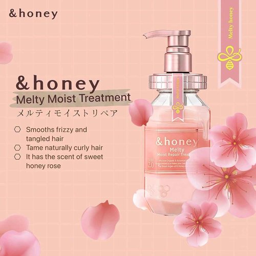&honey Melty Moist Repair Shampoo, Treatment & Hair Oil Set + Free Hair Tie