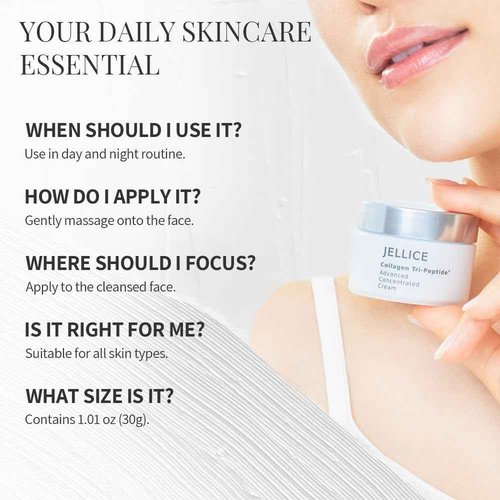 JELLICE Advanced Collagen Face Cream – Japanese Skincare Innovation with Collagen Tripeptides, Hyaluronic Acid & Niacinamide – Anti-Aging Moisturizer for Firming, Hydration & Radiance – All Skin Types