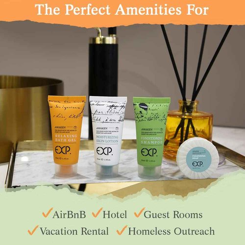 OPPEAL EXP Series| 200 PK 1 oz Hotel Size Amenities Bulk | 50 Sets Each Contains Shampoo & Conditioner 2 in 1, Body Wash, Body Lotion and Soap Bar | Ideal Size for Hotel/AirBnB/VRBO/Vacation Rental